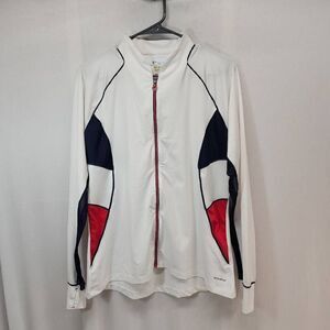 Greg Norman Women's Size Large Solar Xp Reef L/S Full Zip Polo Lightweight Sheer